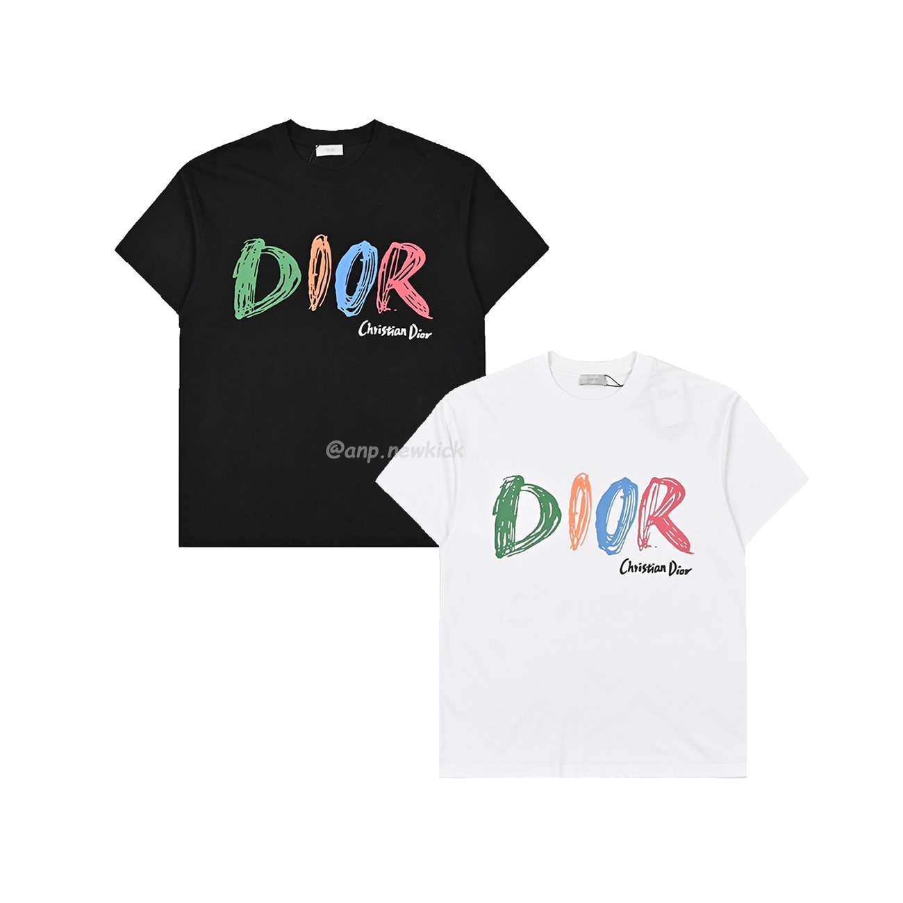Dior Hand Drawn Logo Graffiti Inspired Short Sleeved T Shirt (1) - newkick.org